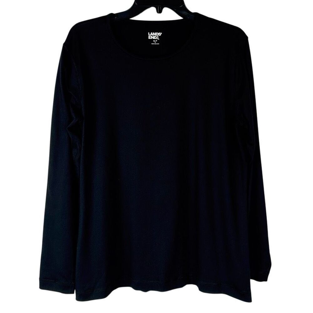 Lands’ End Black Long-Sleeve Crewneck Top Petite XL 18